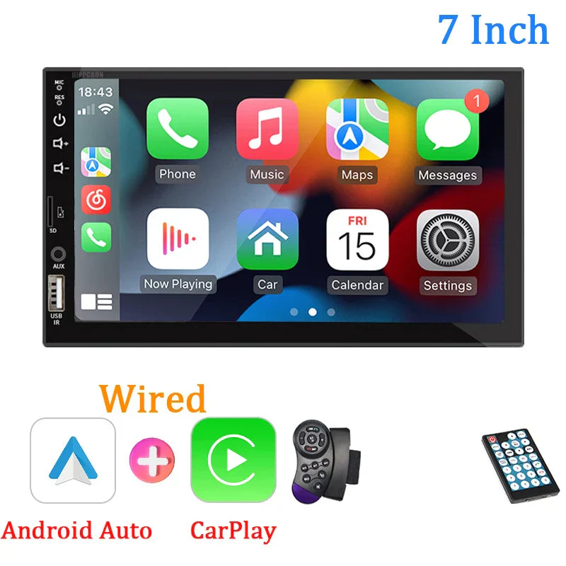 7 Inch Touchscreen Car Audio System with Bluetooth and GPS
