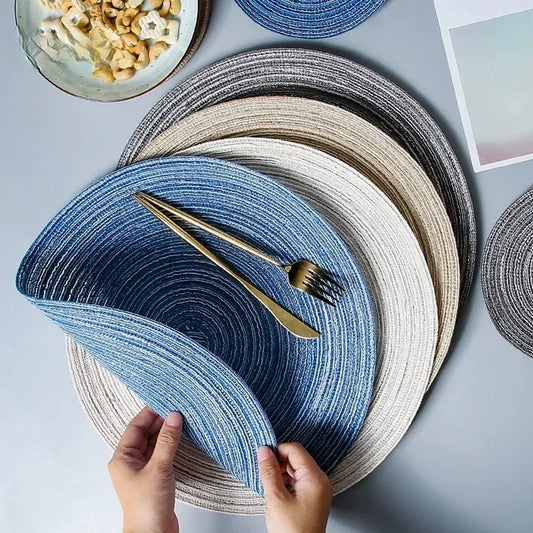 6 Piece Natural Fiber Round Table Placemats Set - Luxicro