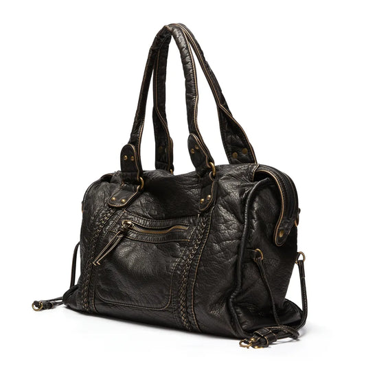 Elegant Faux Leather Tote Shoulder Bag - EasyApparels