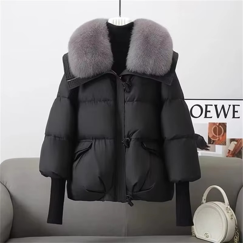 Women's Warm Down Filled Parka Coat with Faux Fur Hood - EasyApparels