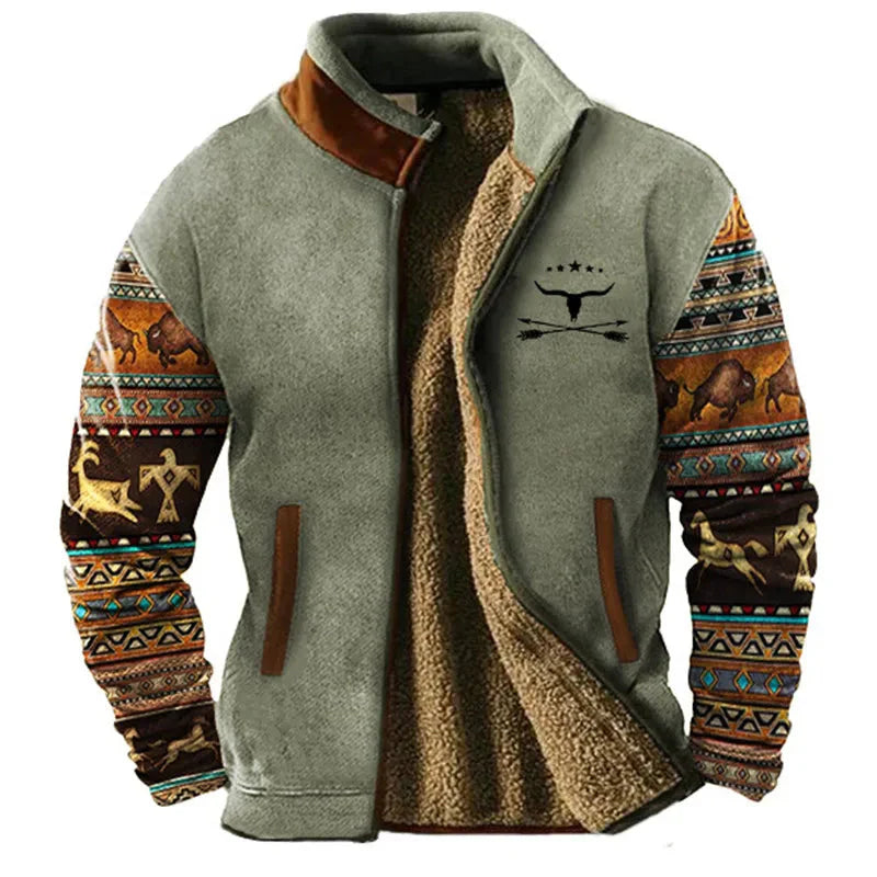 Casual Block Pattern Men's Jacket - Warm Comfortable Style