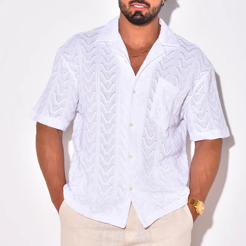 Casual Men's Short Sleeve Button Shirt