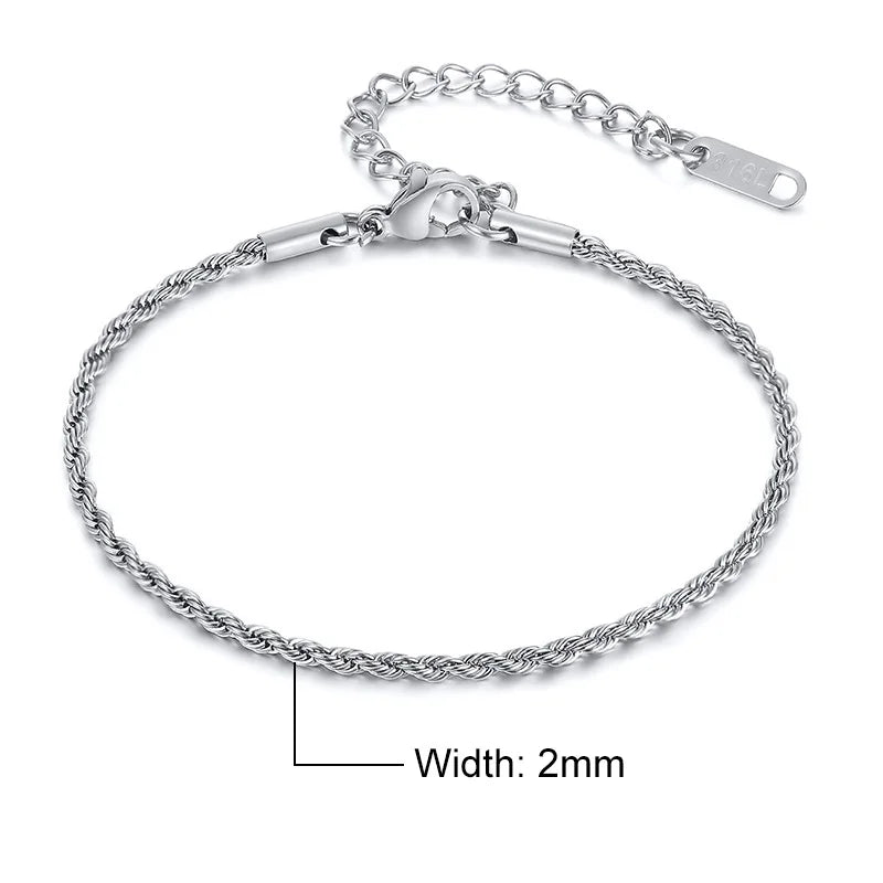 Silver Tone Twisted Cable Chain Bracelet Mens