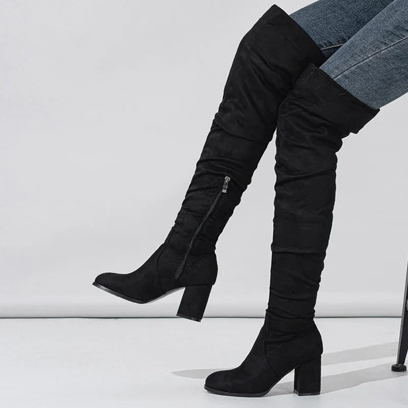 Trendy High Heel Knee High Women's Boots - EasyApparels