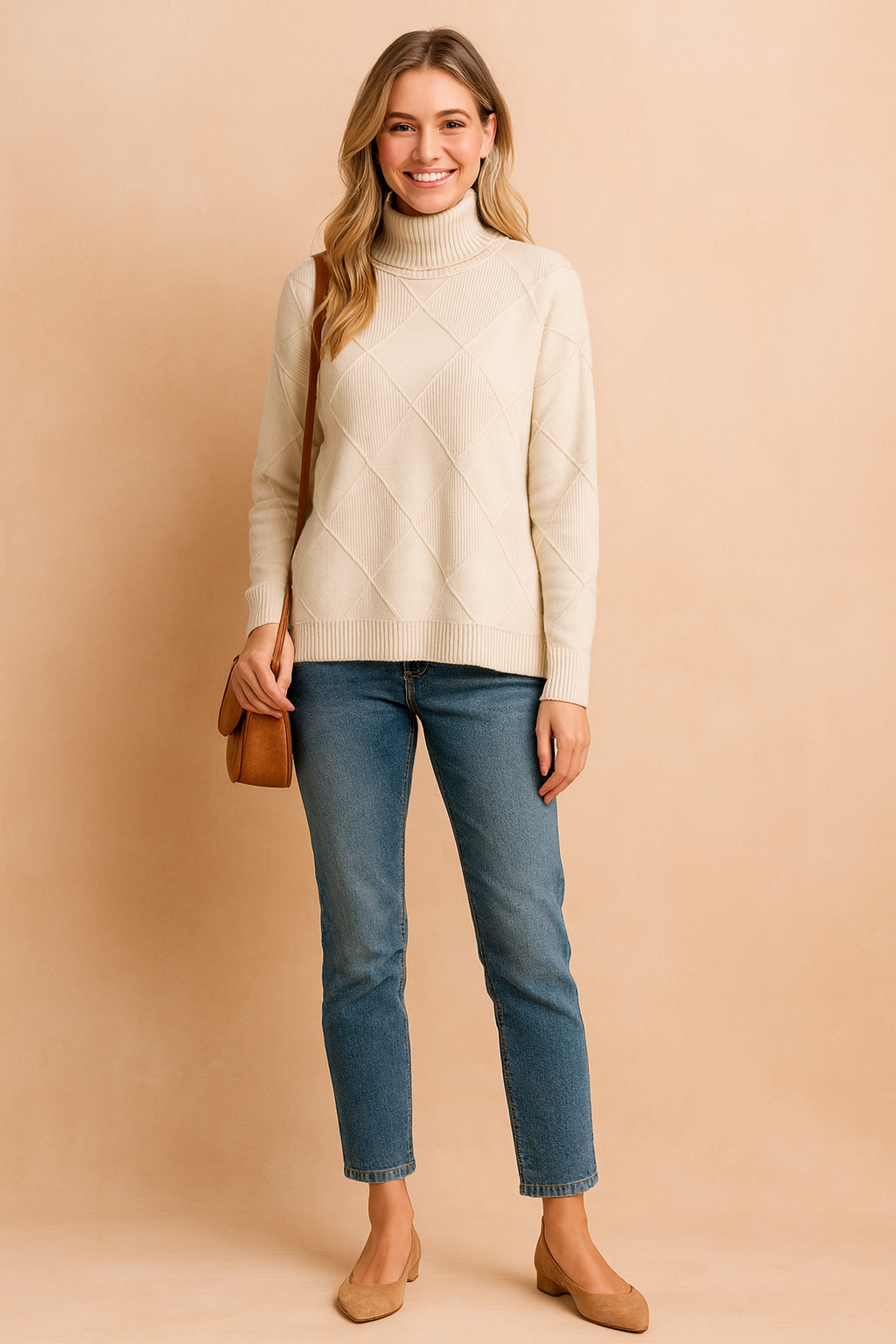 Women's Geometric Pattern Crew Neck Sweater - Luxicro