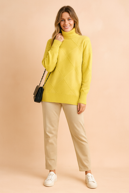 Women's Geometric Pattern Crew Neck Sweater