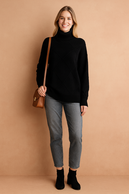 Women's Geometric Pattern Crew Neck Sweater