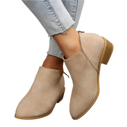 Classic Low Heel Ankle Boots - Stylish Daily Wear - EasyApparels