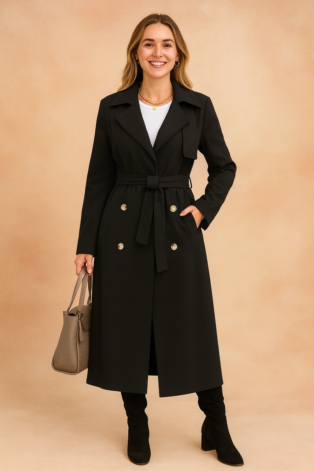 Classic Belted Trench Coat - Luxicro