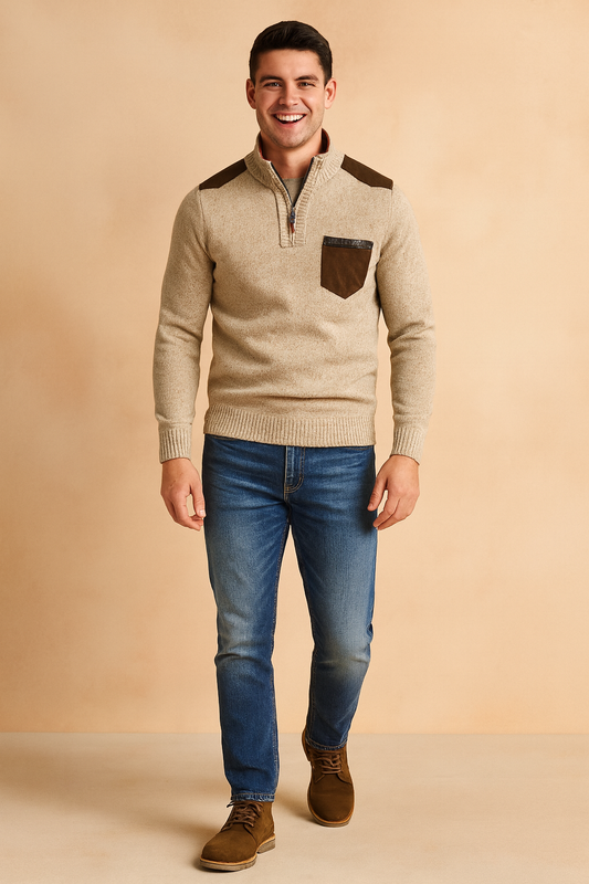 Classic Zip Neck Sweater for Men - Luxicro