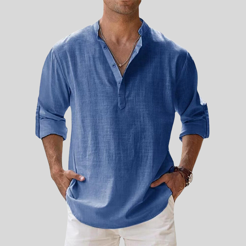 Casual Men's Long Sleeve Shirt Loose Fit