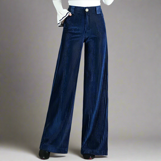 Soft Wide Leg Velvet Pants for Women - Luxicro