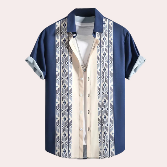 Casual Men's Short Sleeve Geometric Shirt - EasyApparels
