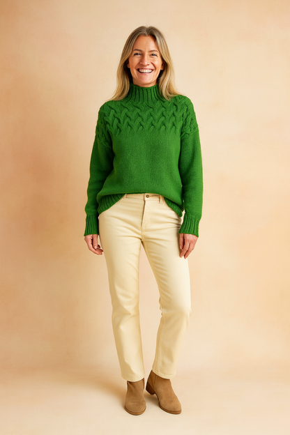 Colorful Crew Neck Patterned Sweater