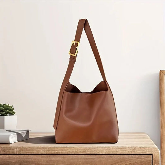 Simple Chic Faux Leather Tote Bag - EasyApparels