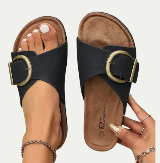Ladies Stylish Sandals with Buckle and Comfortable Fit - EasyApparels