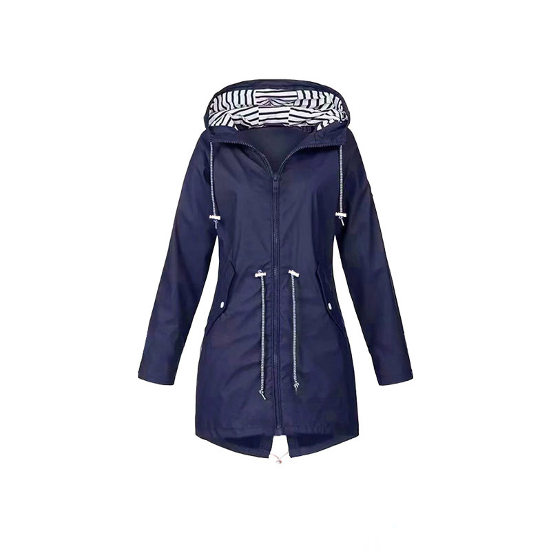Waterproof Hooded Raincoat for Women Long Sleeve