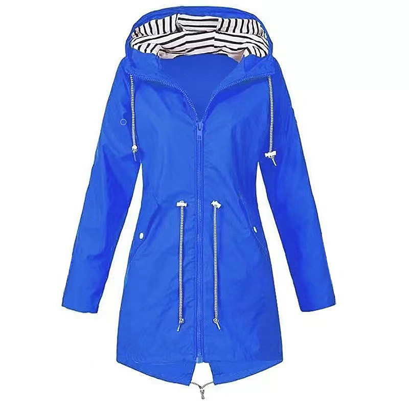 Waterproof Hooded Raincoat for Women Long Sleeve
