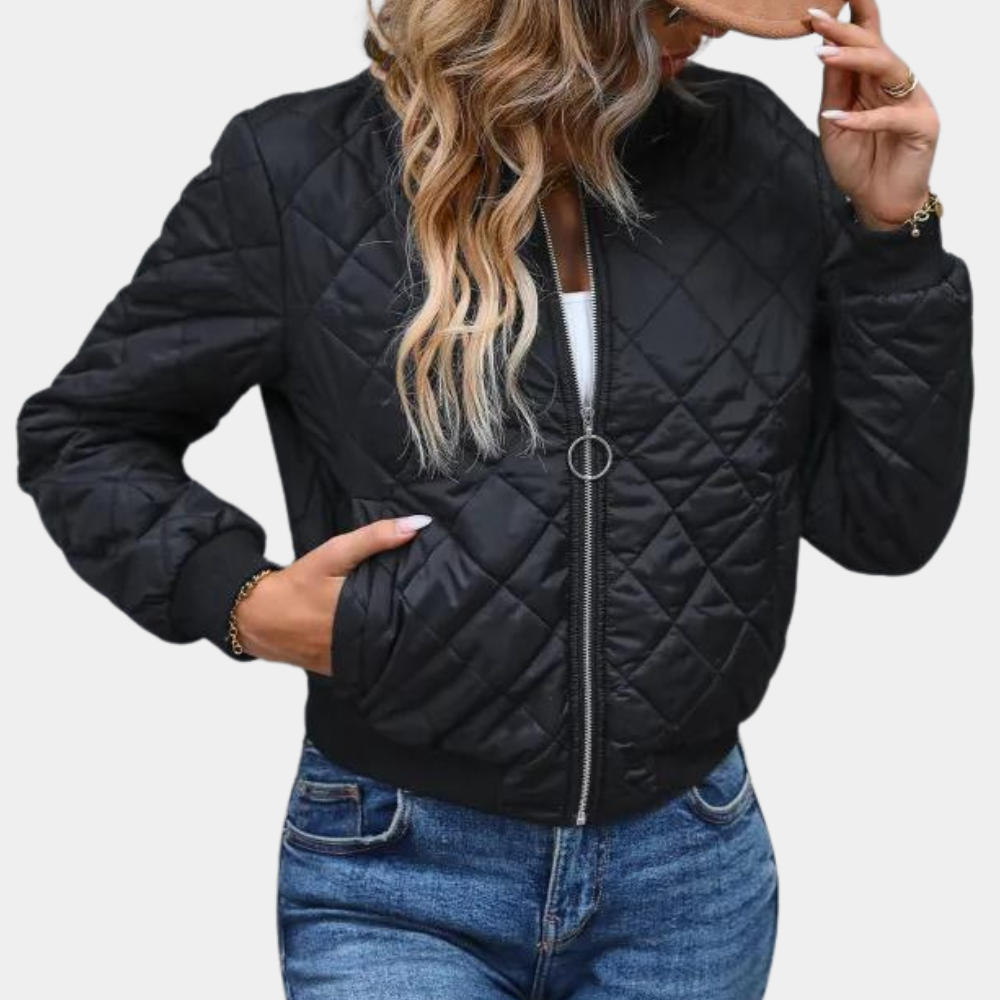 Women's Zip Up Bomber Jacket - Luxicro