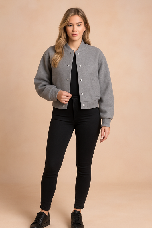 Ladies Warm Short Button Coat - Luxicro