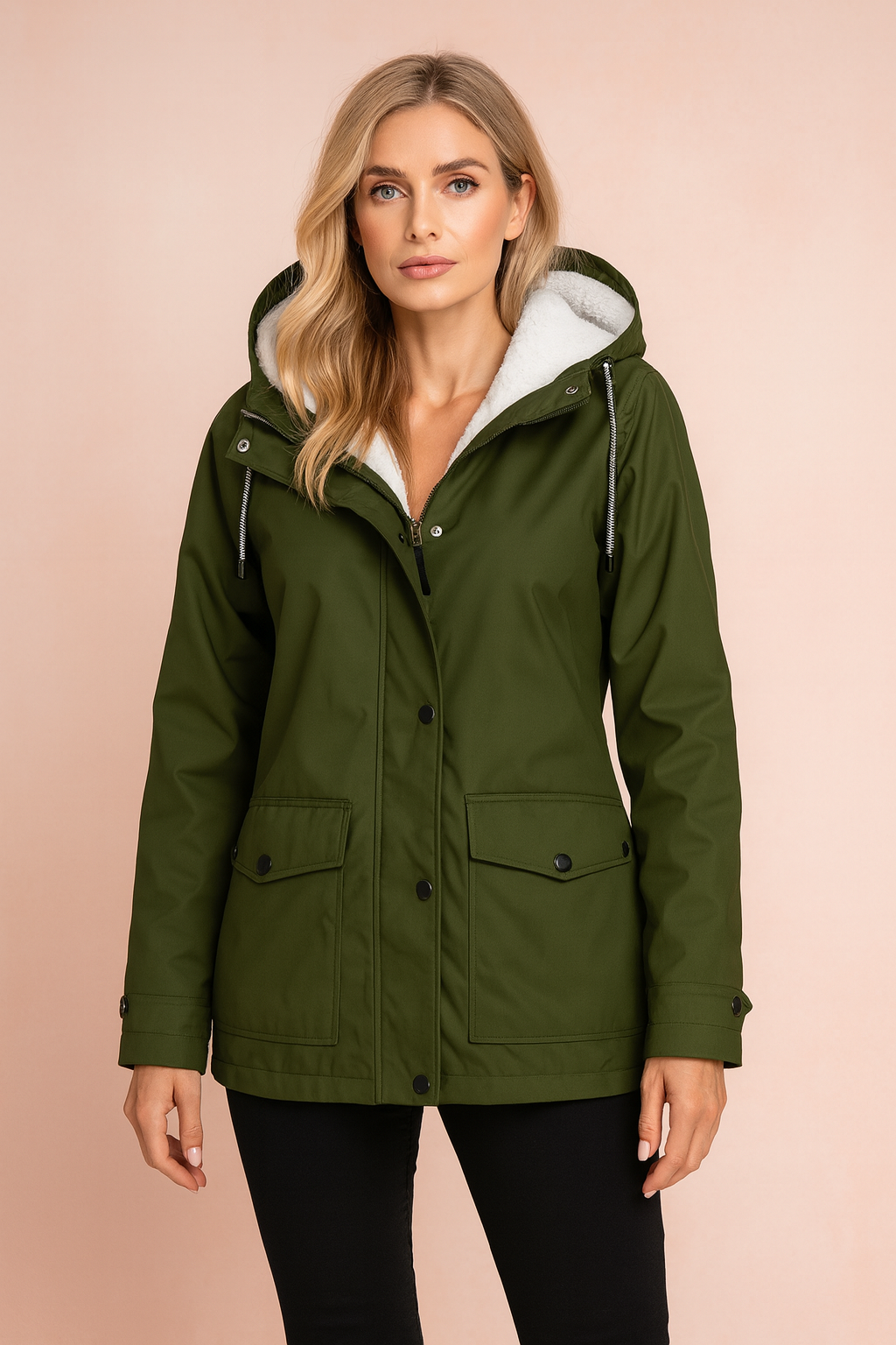 Warm Coat with Fleece Lined Hood for Women