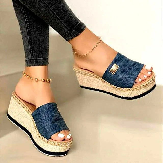 Natural Jute Espadrille Wedge Sandals for Women