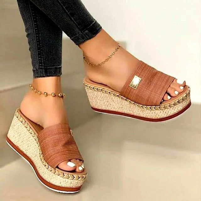 Natural Jute Espadrille Wedge Sandals for Women