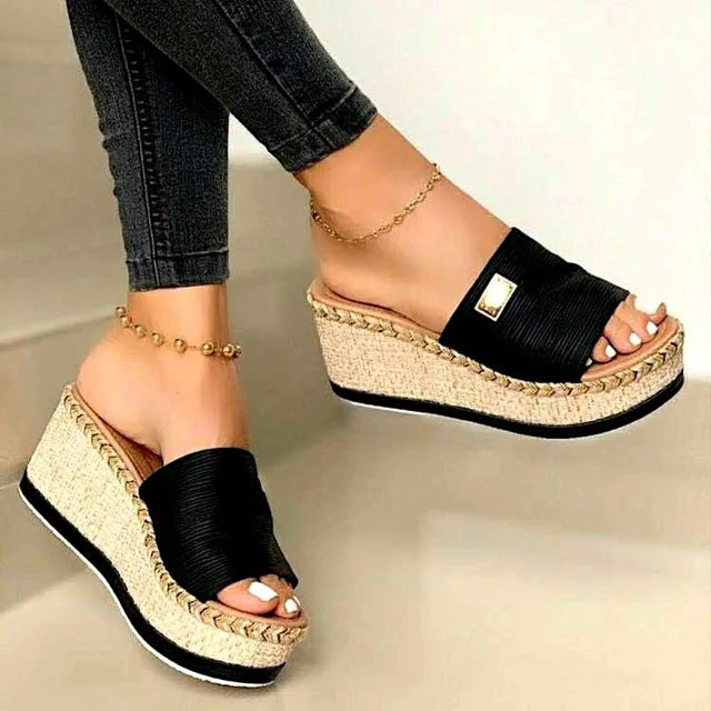 Natural Jute Espadrille Wedge Sandals for Women - EasyApparels