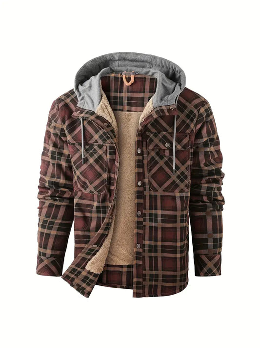 Plaid Hooded Winter Coat - EasyApparels