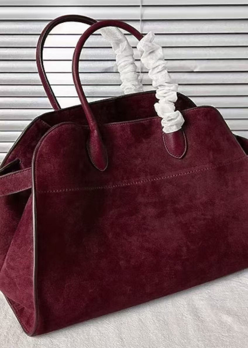 Grand sac toile en cuir rouge foncé large - EasyApparels