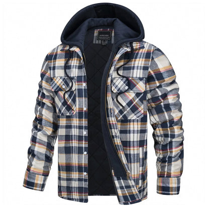 Plaid Hooded Parka Jacket
