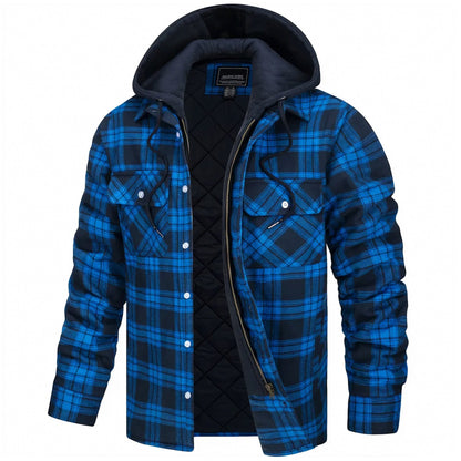 Plaid Hooded Parka Jacket