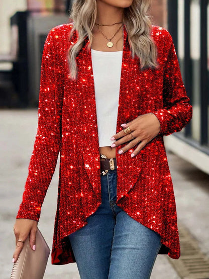 Cozy Open Front Women's Cardigan with Sequins