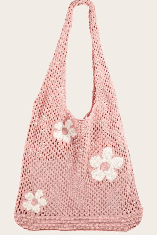 Stylish Floral Crochet Tote Bag - EasyApparels
