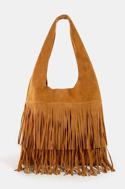 Chic Layered Tassel Suede Shoulder Bag - EasyApparels