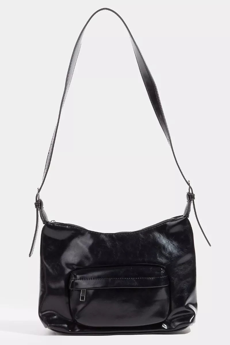 Shiny Synthetic Leather Tote Handbag - EasyApparels