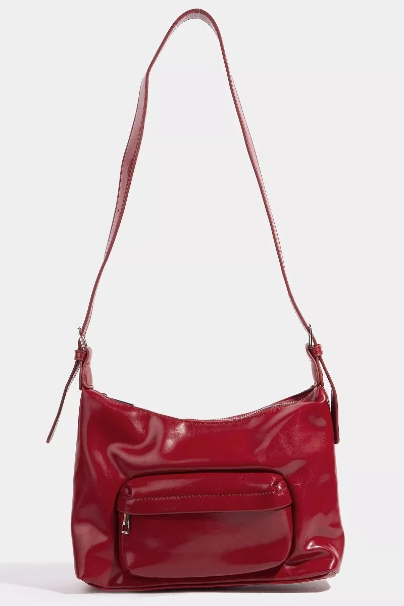 Shiny Synthetic Leather Tote Handbag - EasyApparels