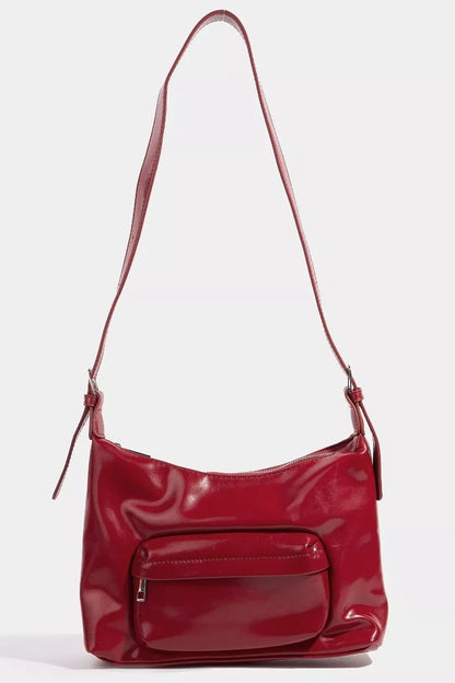 Shiny Synthetic Leather Tote Handbag - EasyApparels