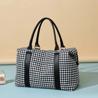 Classic Black Checked Luggage Bag