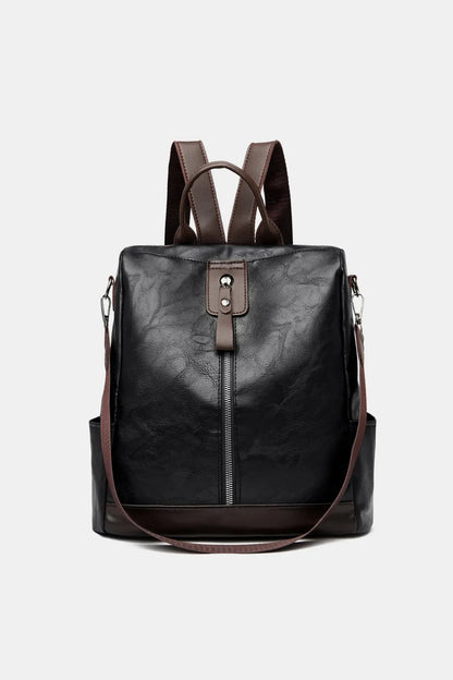 Big Faux Leather School Backpack - EasyApparels