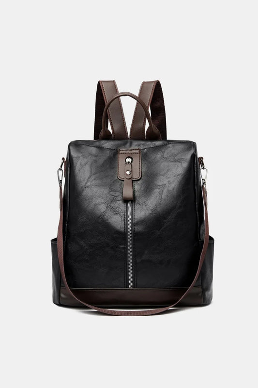 Big Faux Leather School Backpack - EasyApparels