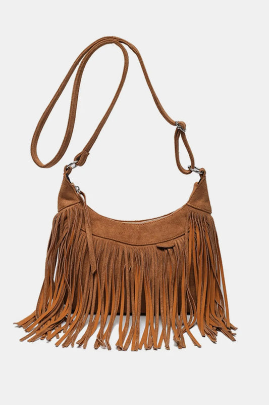 Soft Leather Fringed Crossbody Handbag - EasyApparels