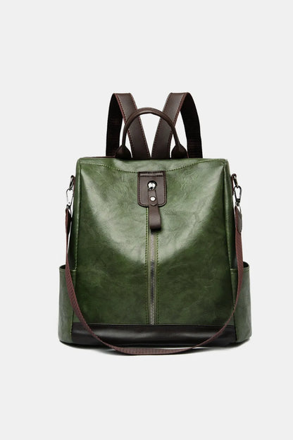 Big Faux Leather School Backpack