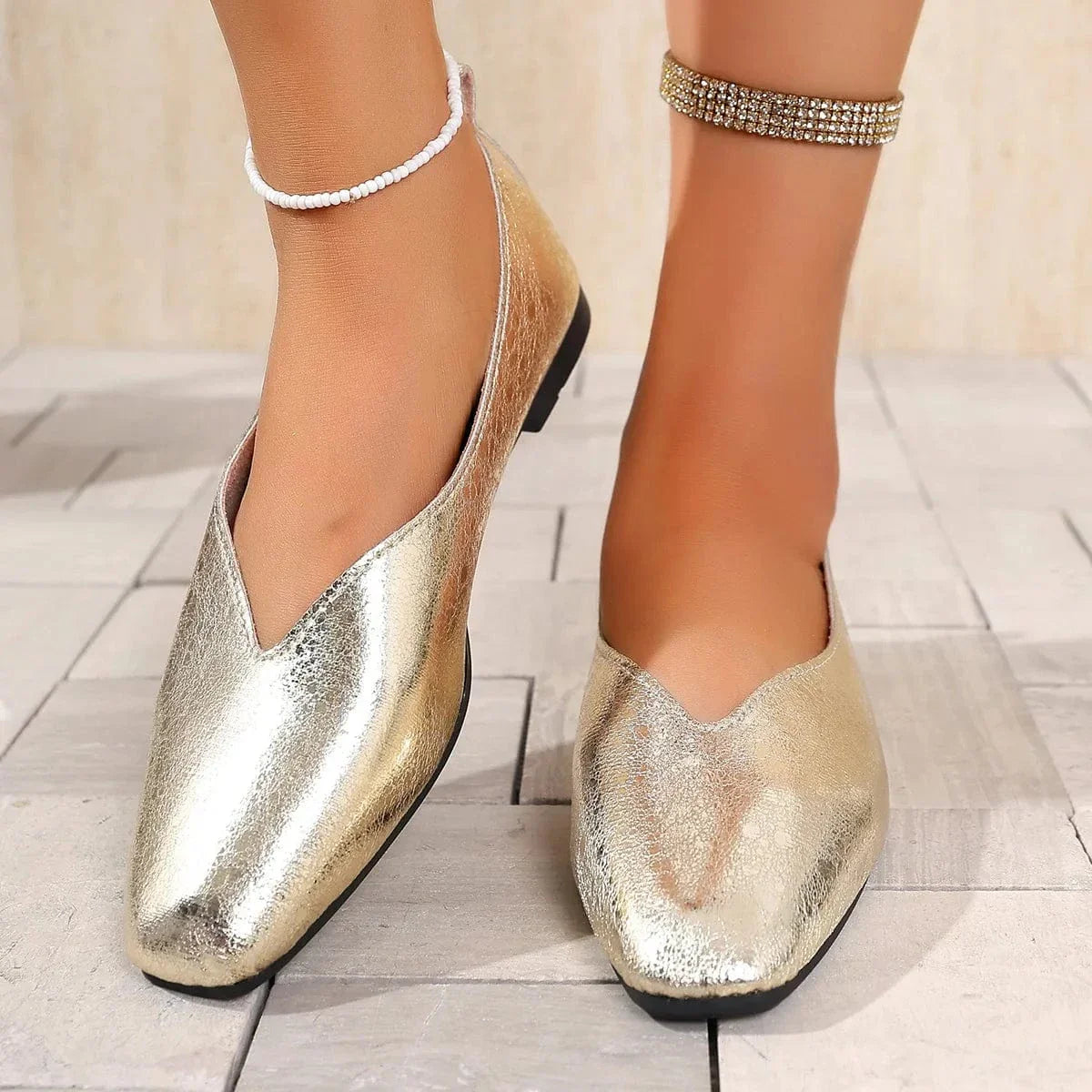 Shiny Silver Comfort Ballet Shoes