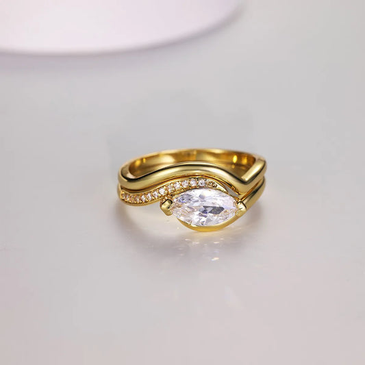 1ct Moissanite Sterling Silver 2 Piece Wedding Ring Set - EasyApparels