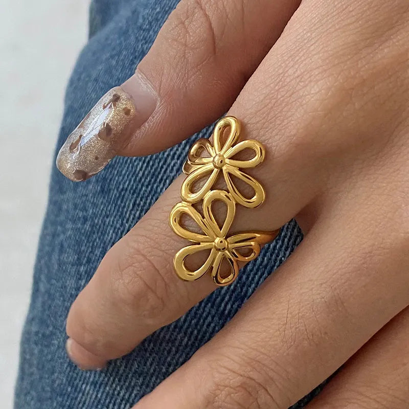 Silver Floral Band Ring - EasyApparels
