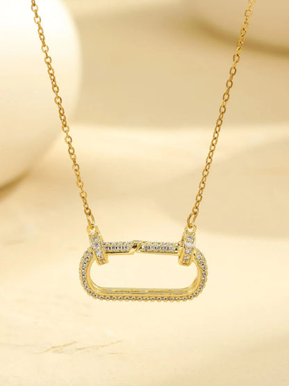 Silver Tone Zirconia Bar Pendant Necklace