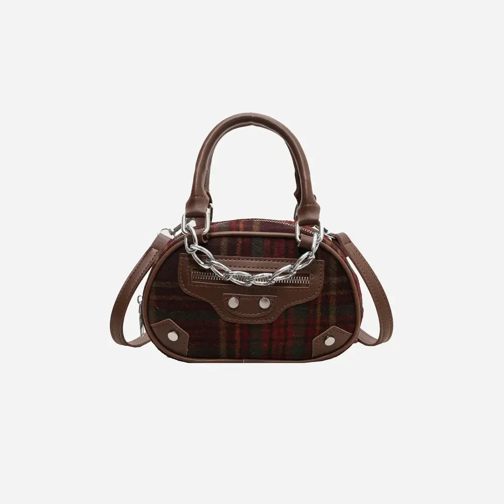 Checked Pattern Small Shoulder Bag - EasyApparels