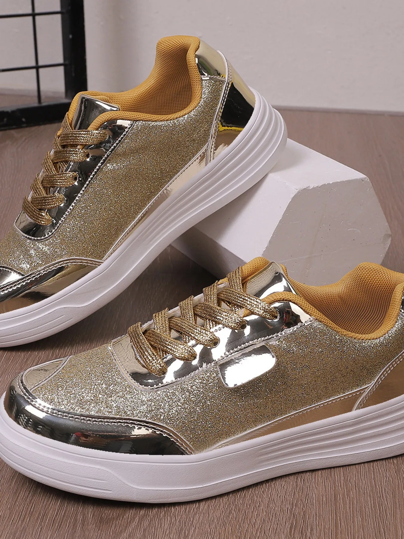 Shiny Silver High Top Sneakers