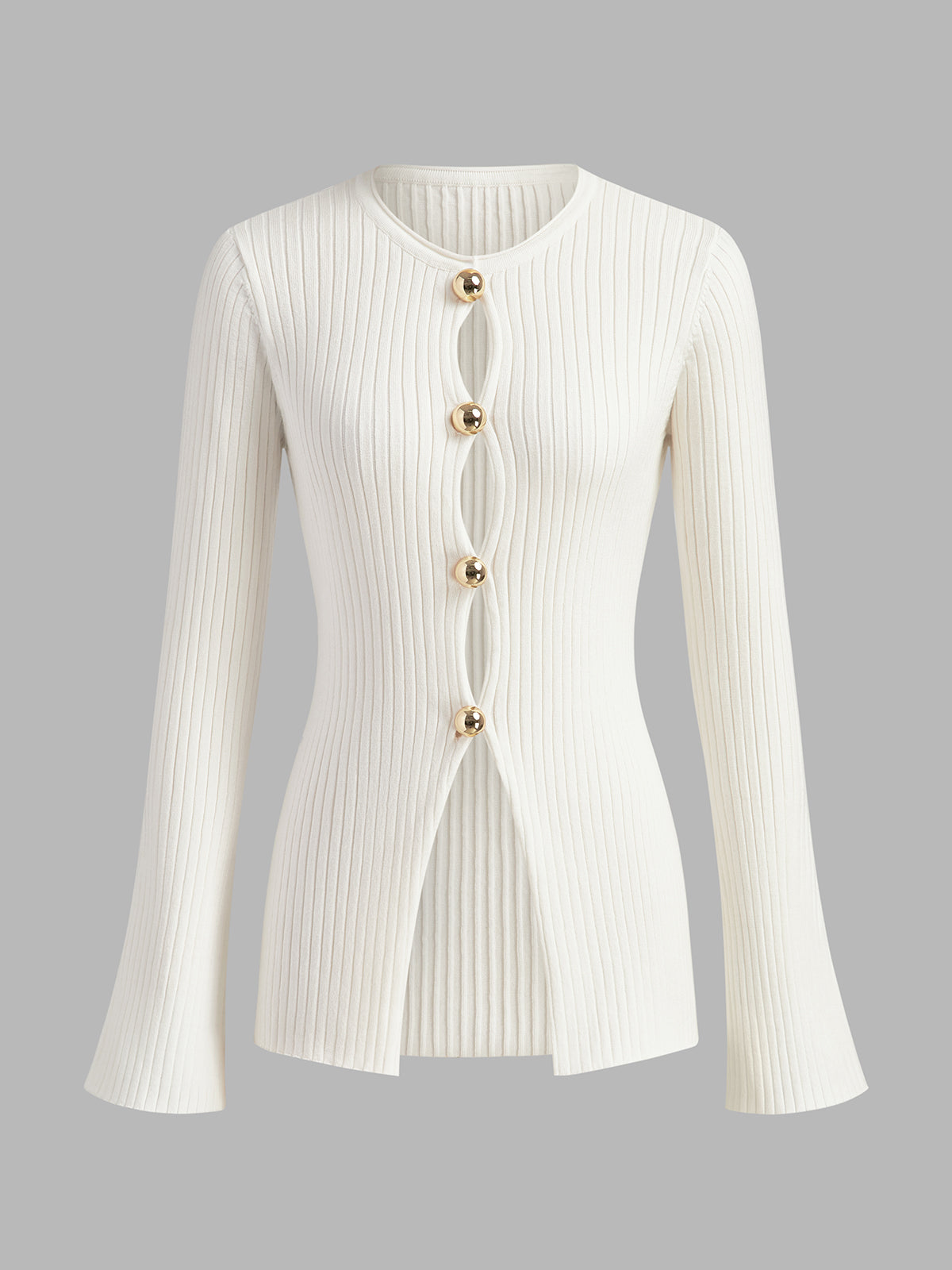 Shine Front Open Knit Shirt